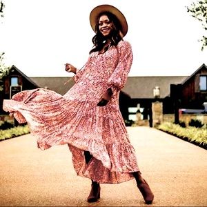 O.P.T. POPPY FLORAL DRESS ANTHROPOLOGIE PRINT BOHO PRAIRIE DRESS NEW